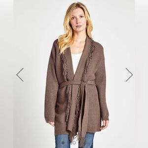 Splendid Cora Fringe Cardigan S Toffee Heather - excellent condition
